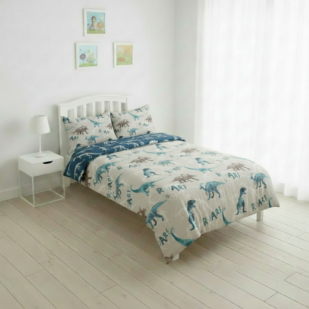 BLUE DINOSAUR Double/Queen Bed Quilt Cover Set