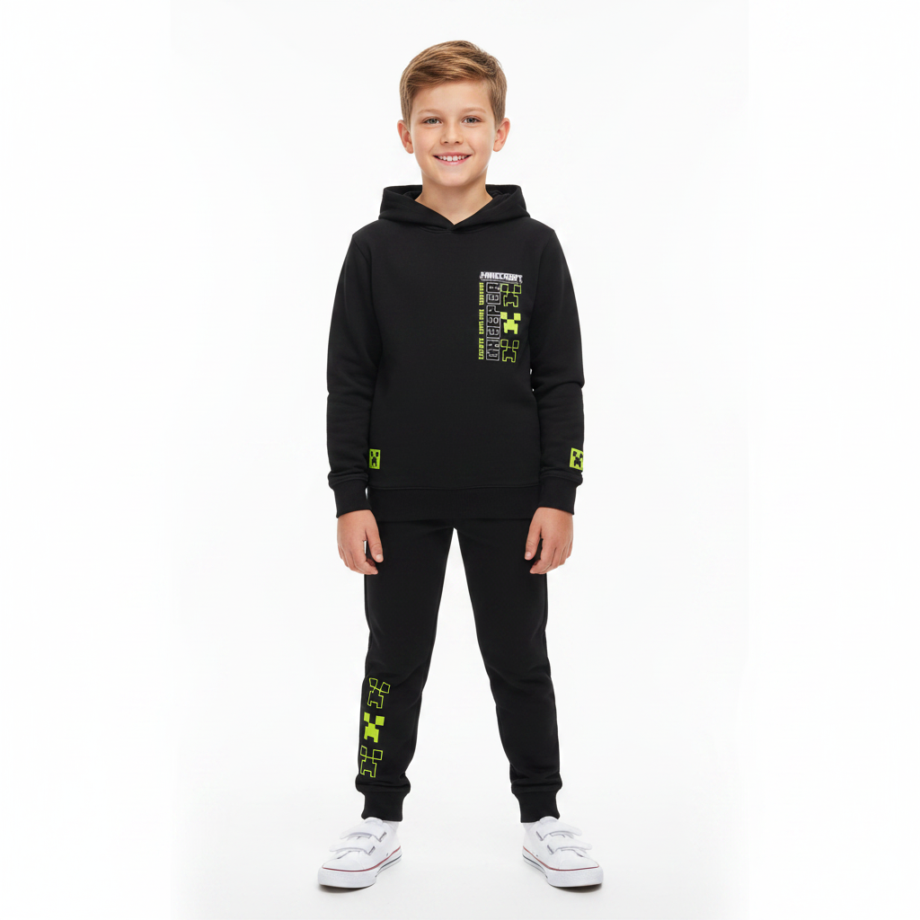 MINECRAFT Black Hooded Sweatshirt & Trackpants Set