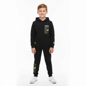 MINECRAFT Black Hooded Sweatshirt & Trackpants Set