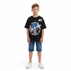 SONIC THE HEDGEHOG Black Game On T-Shirt