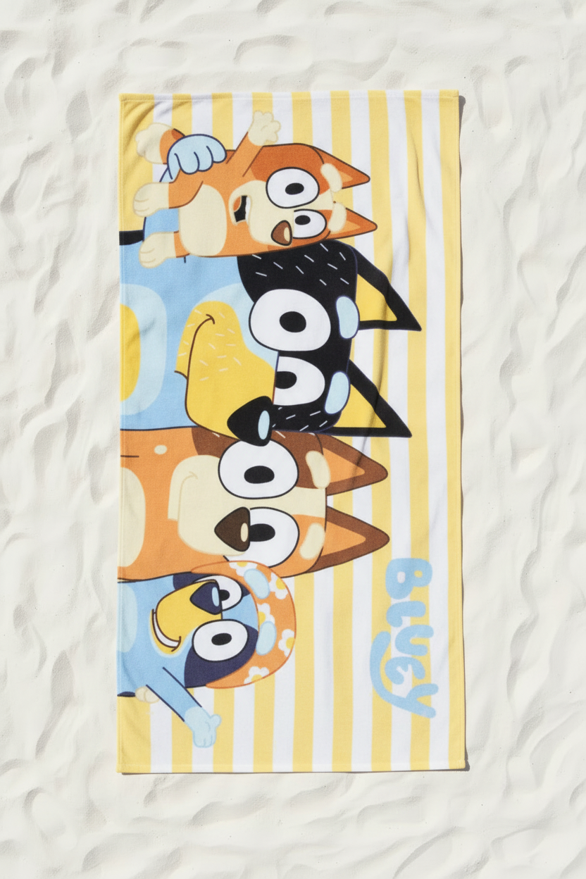 Bluey | Large Striped Towel | Little Gecko