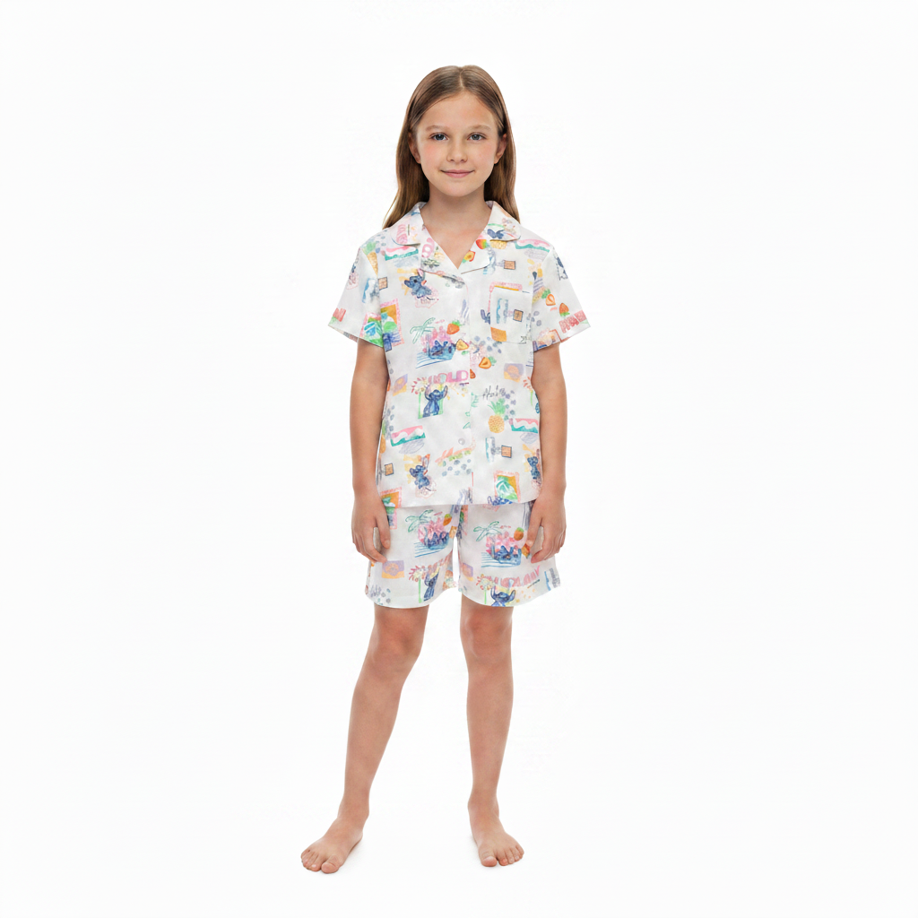 Lilo & Stitch | Postcards Button Up Shortie Pyjamas | Little Gecko