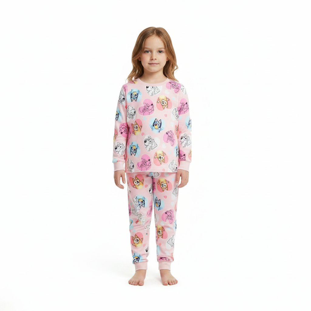 BLUEY Pink Hearts Velour Pyjama Set