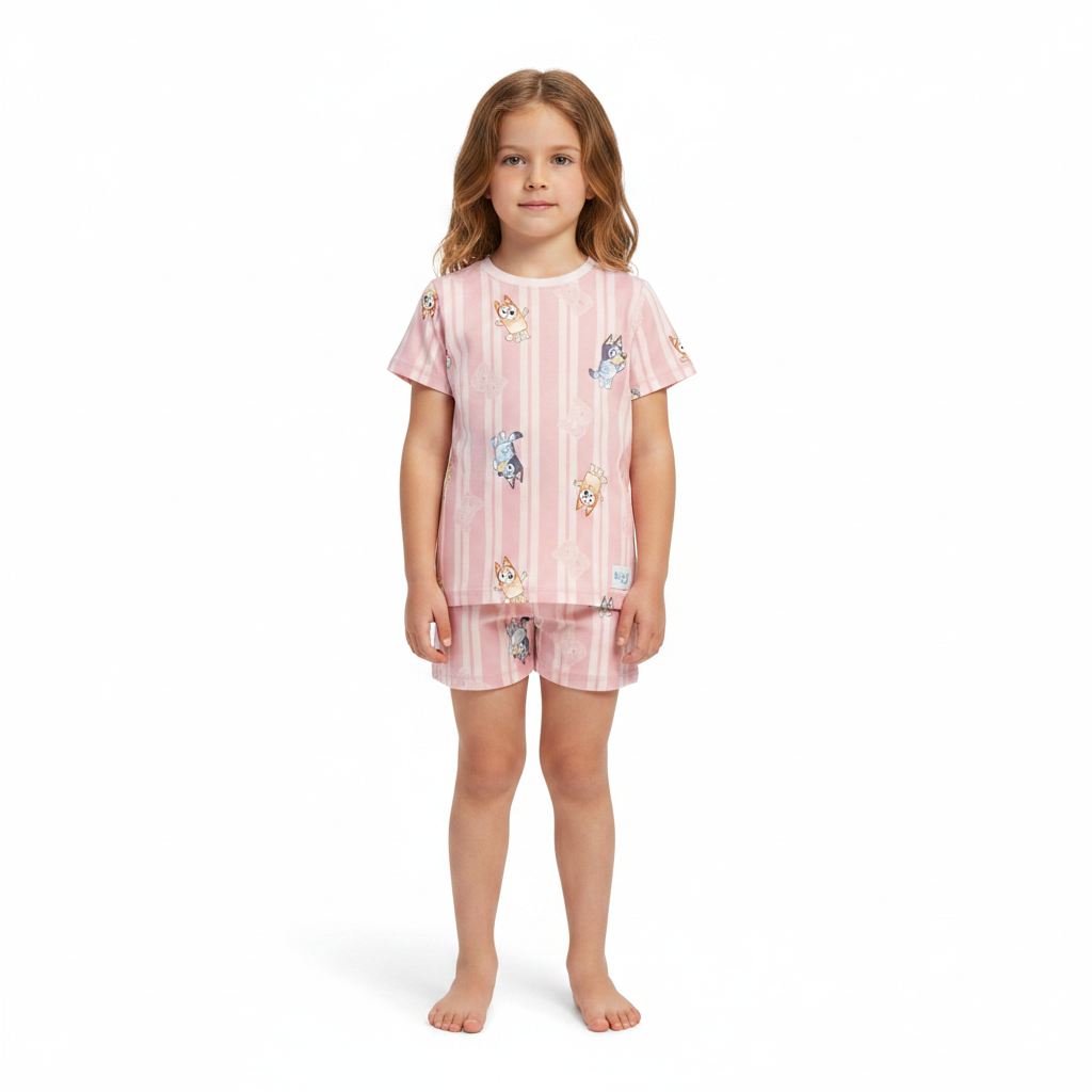 BLUEY Pink Striped Pyjama Set