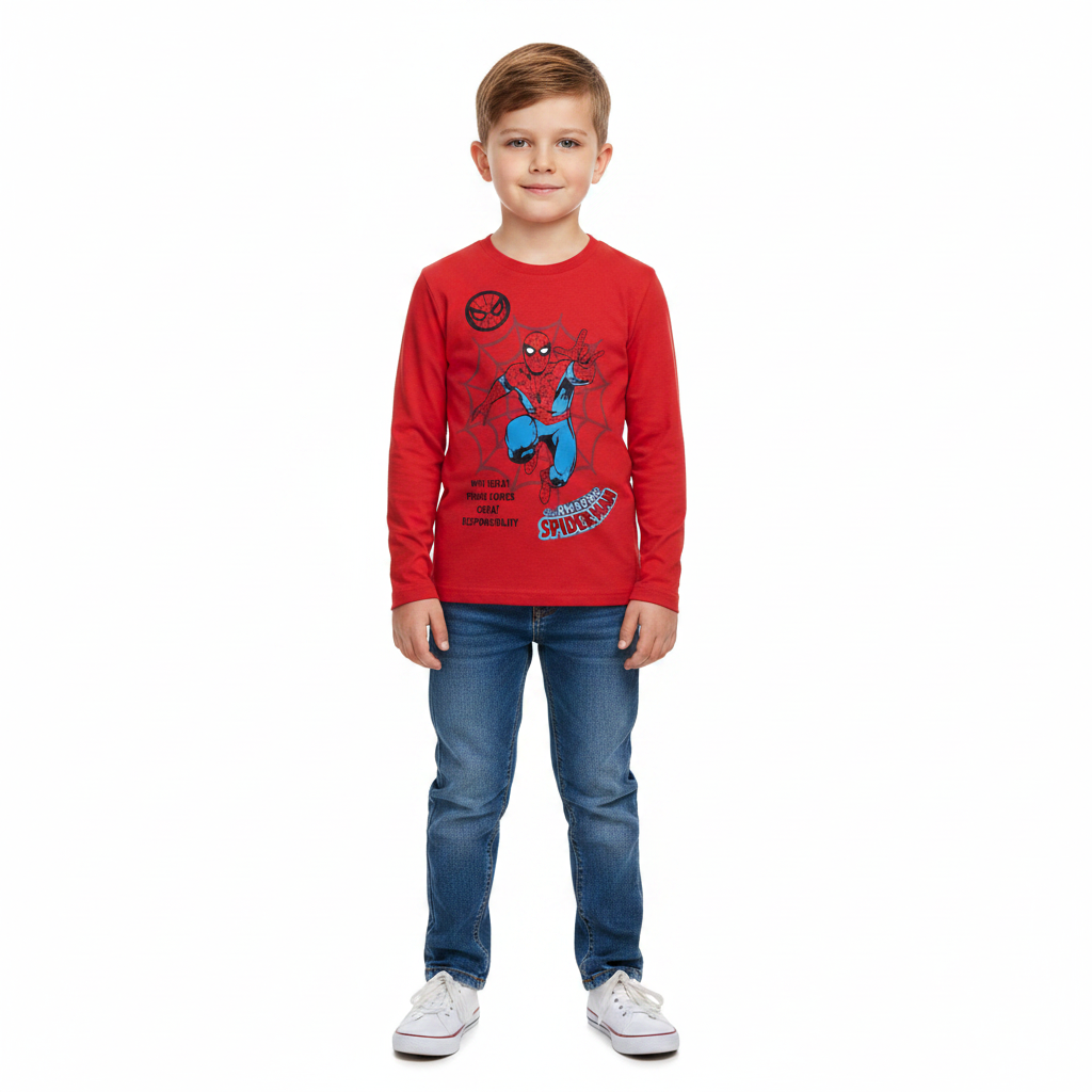 Spiderman | Red Long Sleeve T-Shirt | Little Gecko