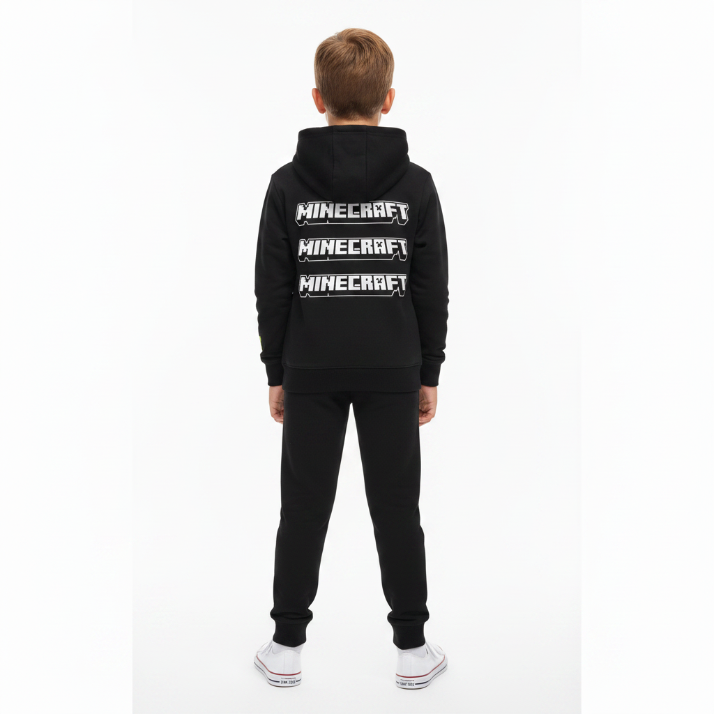 MINECRAFT Black Hooded Sweatshirt & Trackpants Set