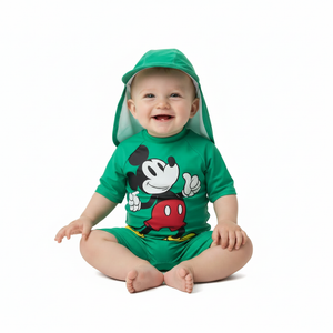 MICKEY MOUSE Green Sunsuit & Hat Set
