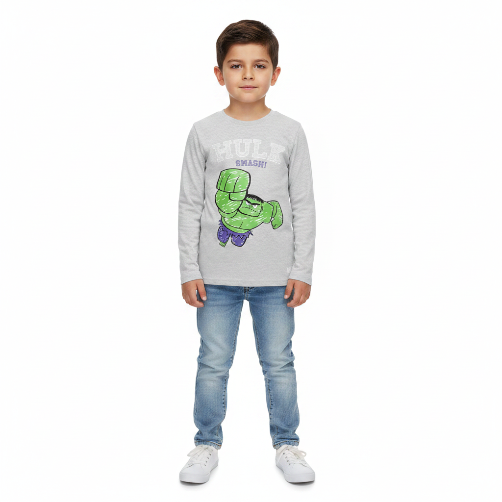 The Avengers | Grey Hulk Long Sleeve T-Shirt | Little Gecko