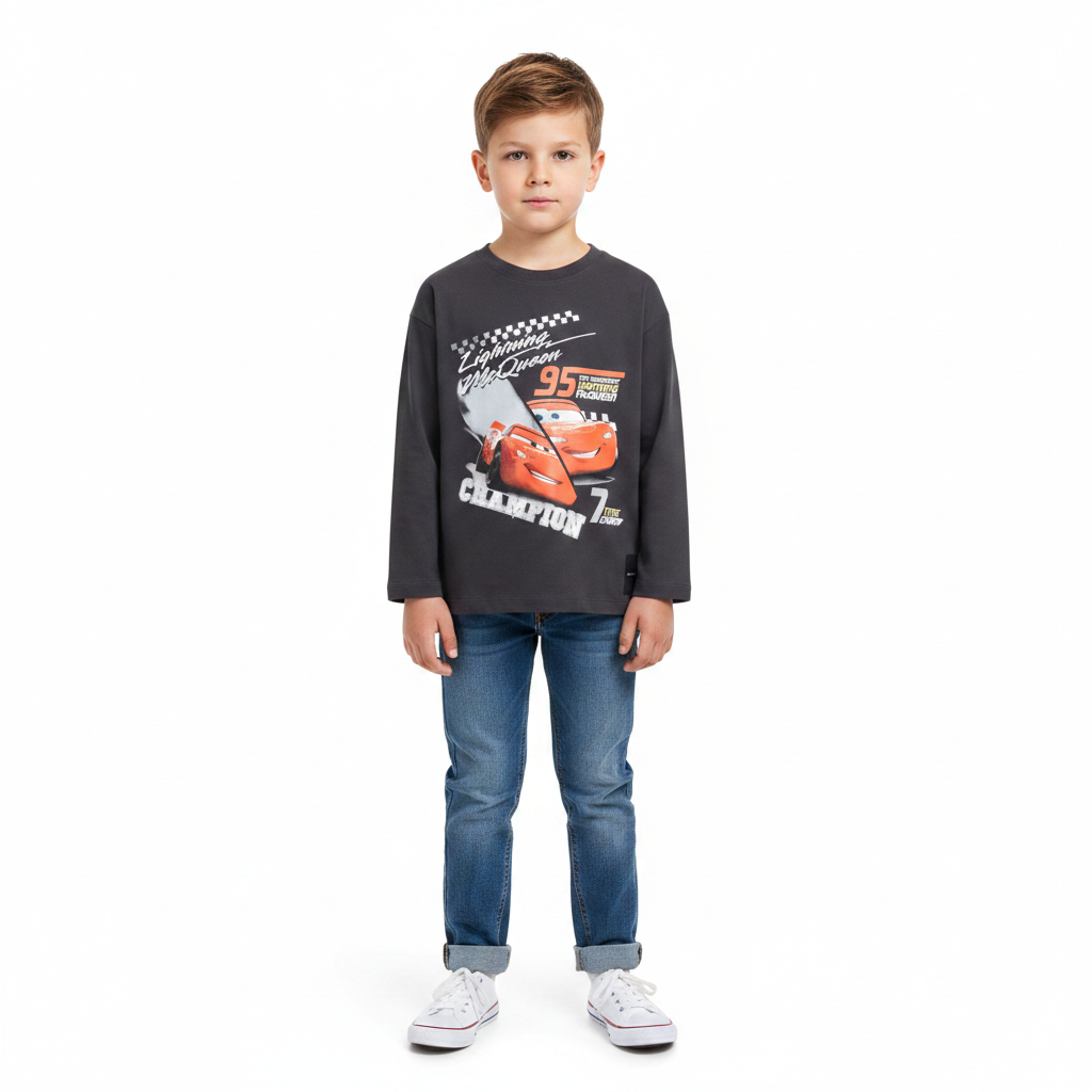 Disney Cars | Charcoal Long Sleeve T-Shirt | Little Gecko