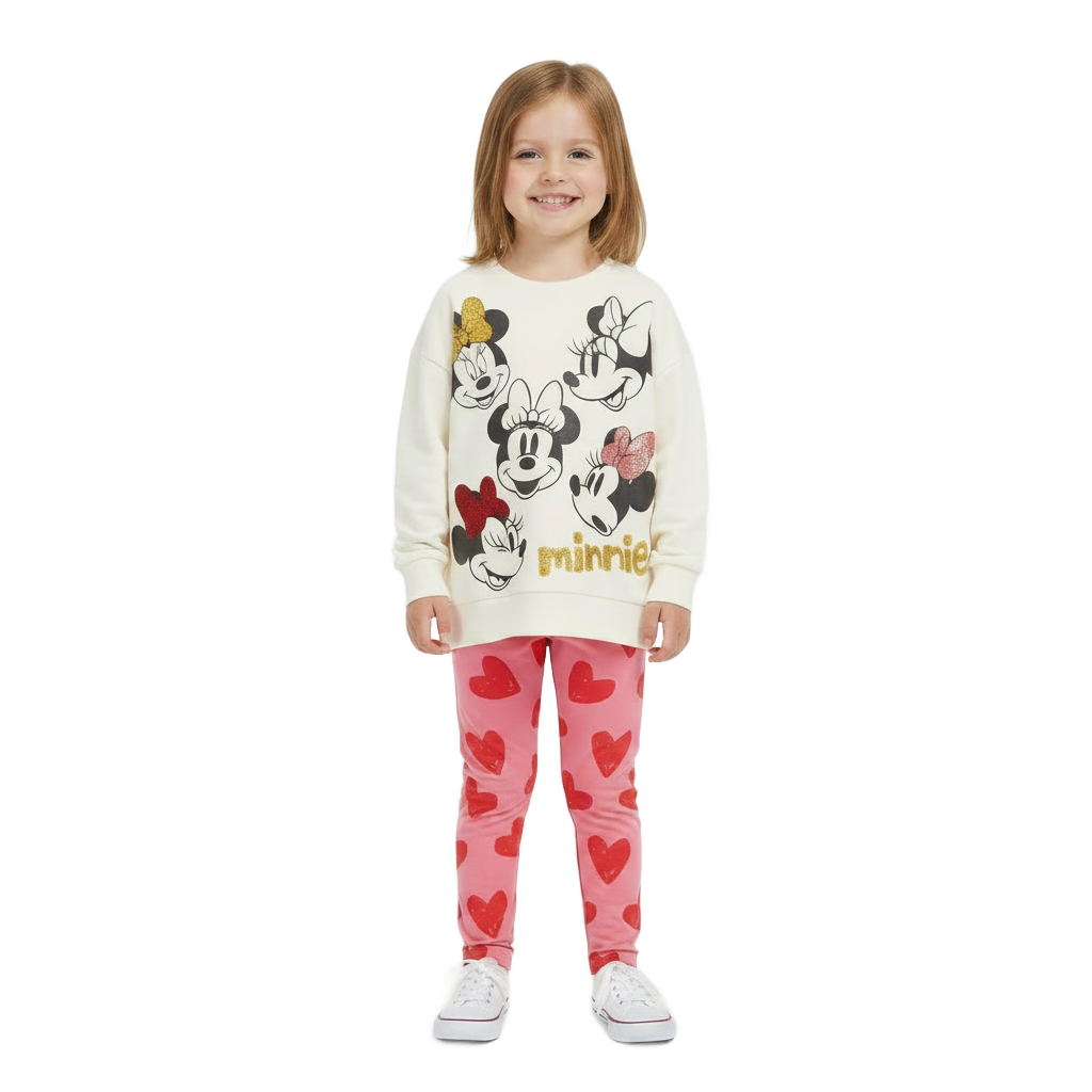 Minnie Mouse | Cream Sweatshirt & Leggings Set | Little Gecko
