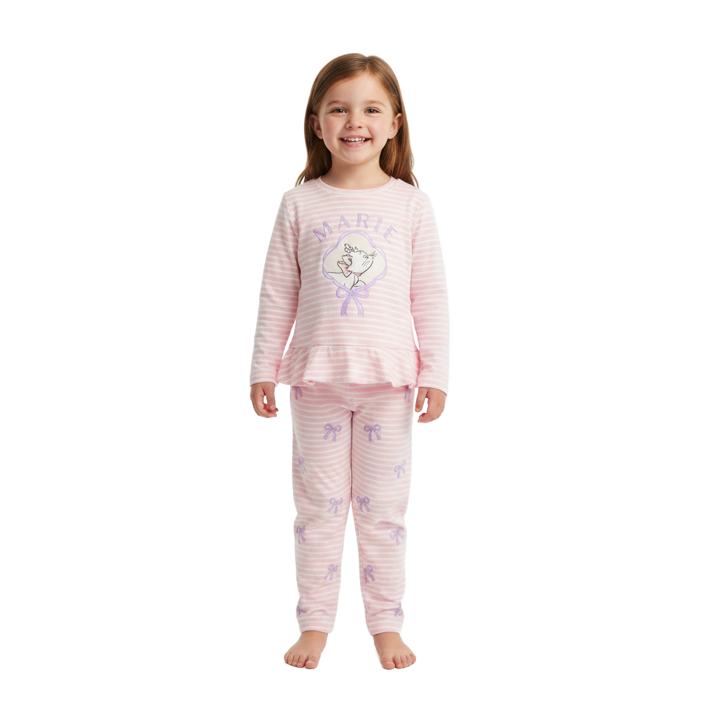 THE ARISTOCATS Pink Stripe Velour Pyjama Set