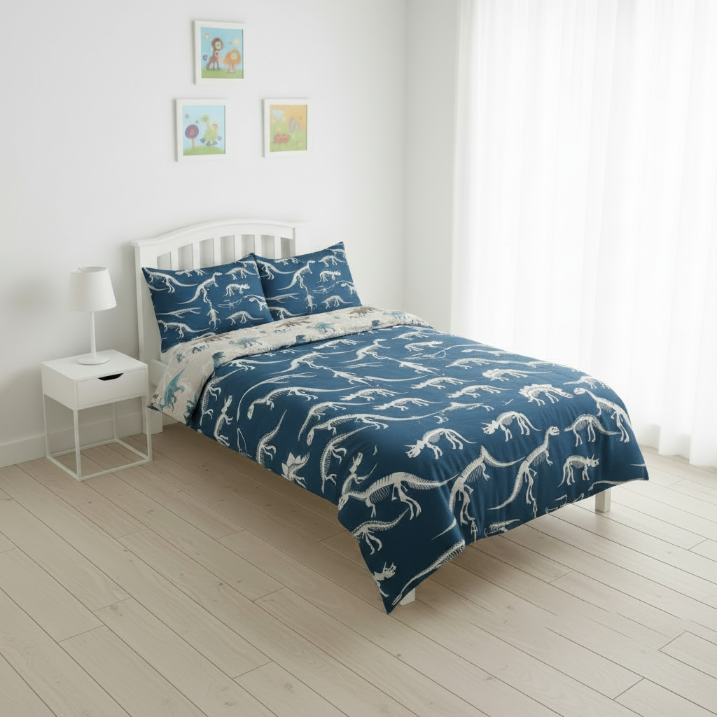 BLUE DINOSAUR Double/Queen Bed Quilt Cover Set