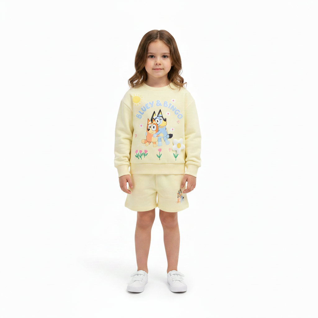 BLUEY Yellow Sweatshirt & Shorts Set