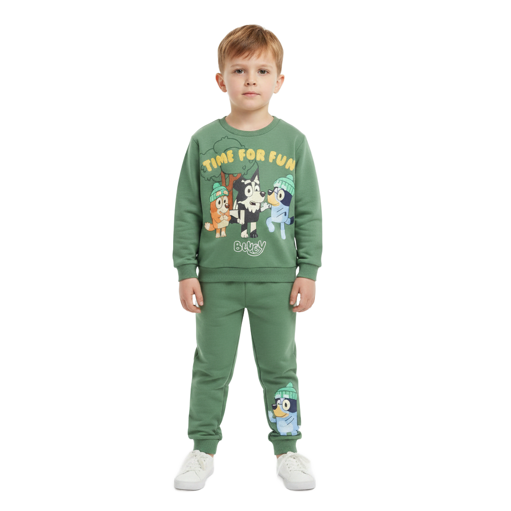 Bluey | Green Sweatshirt & Jogging Pants Set | Little Gecko