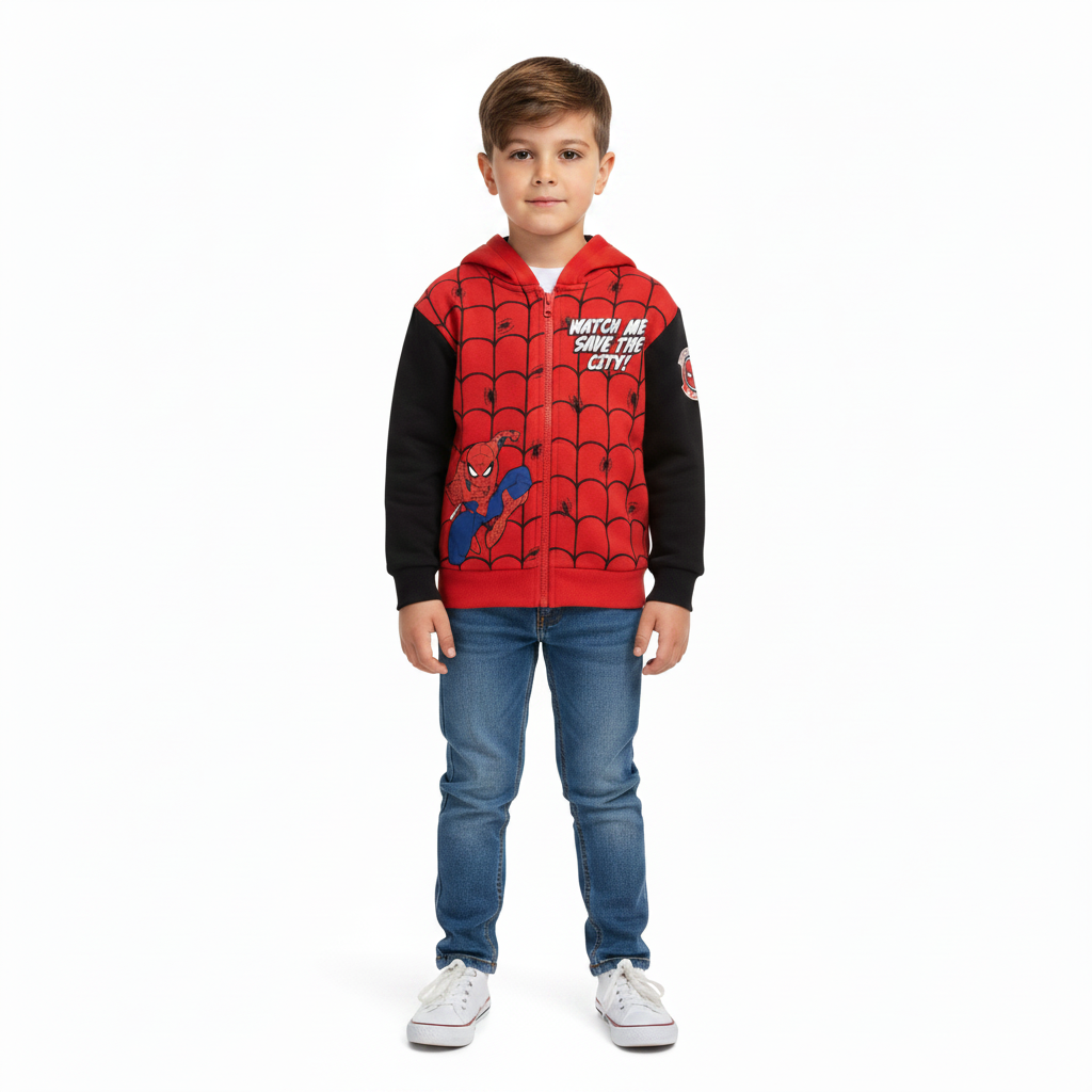 SPIDERMAN Red Hooded Zip Up Jacket
