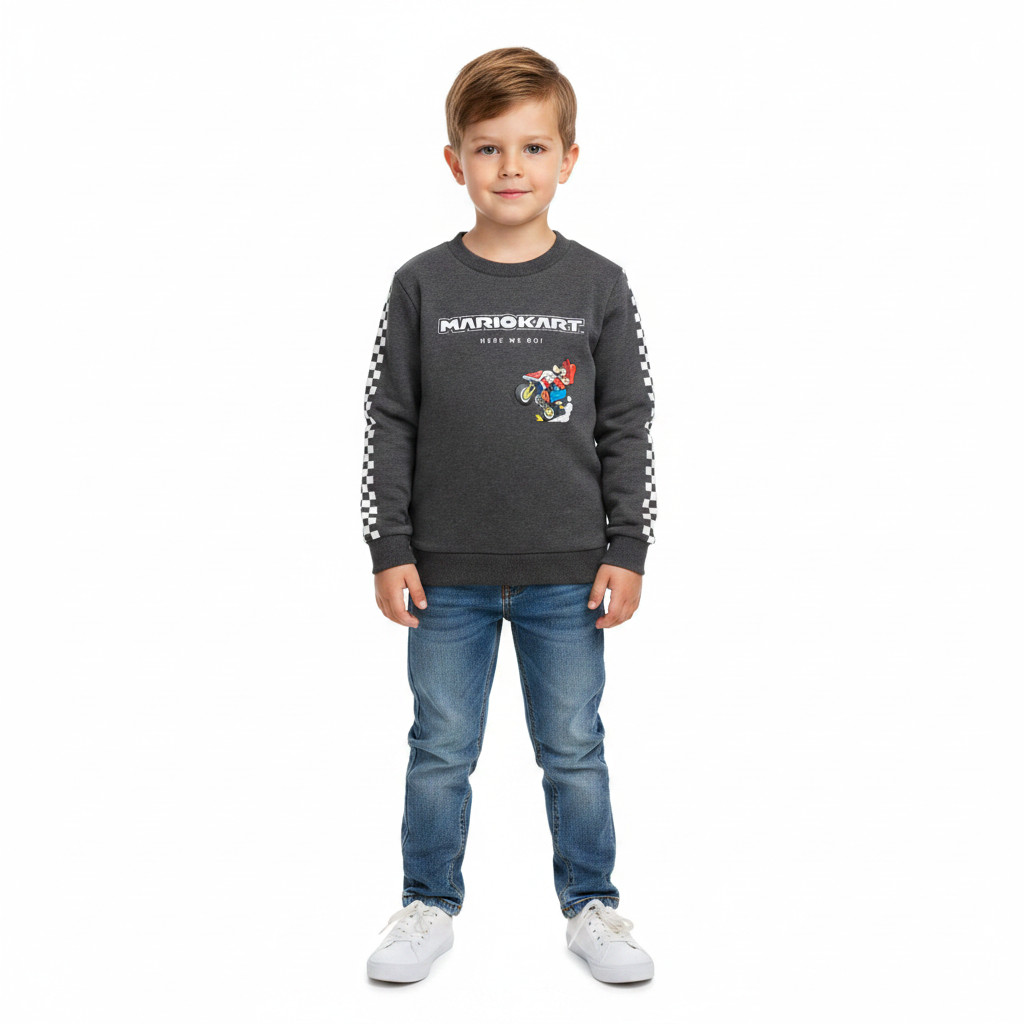Super Mario | Charcoal Sweatshirt | Little Gecko