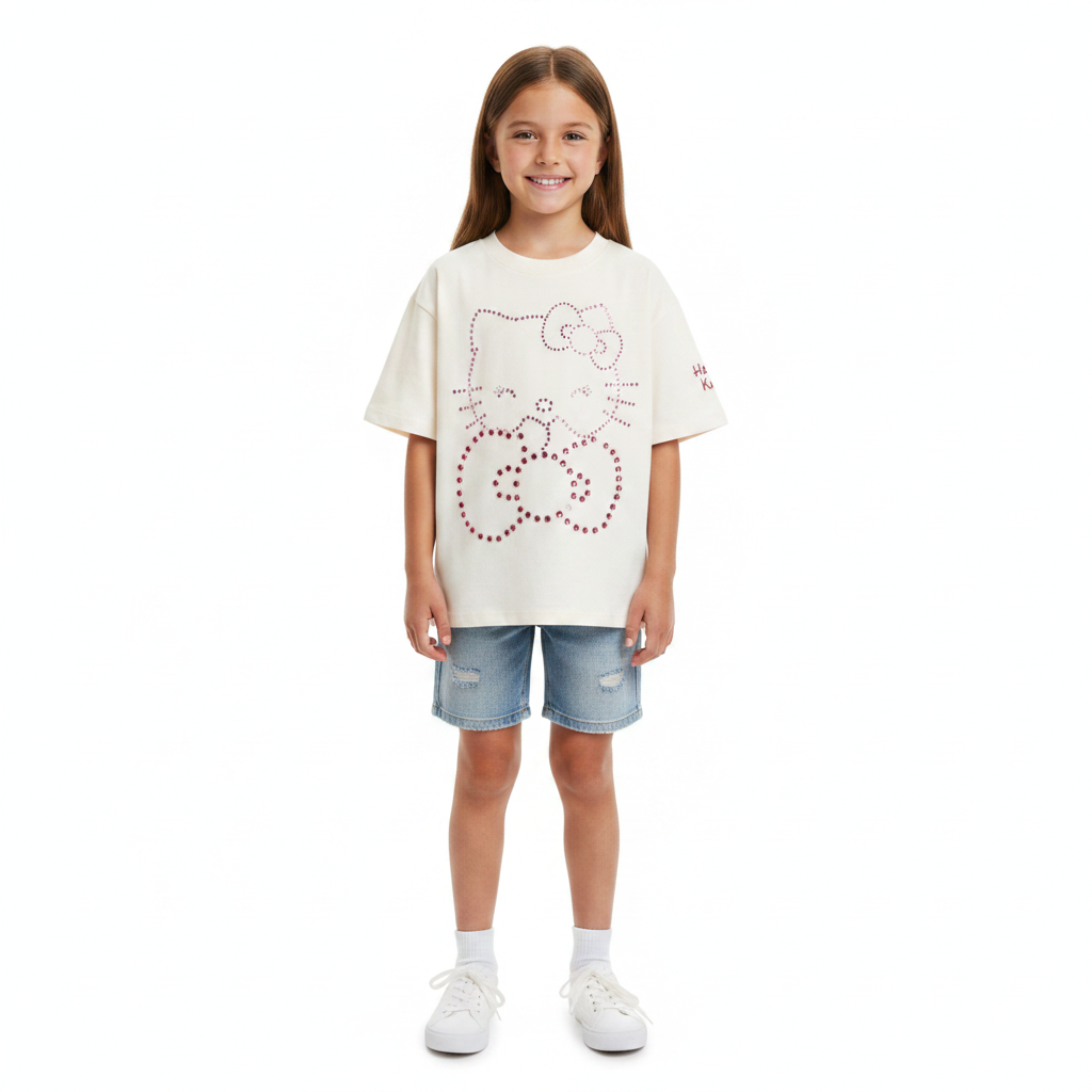 Hello Kitty | Cream Short Sleeve T-Shirt | Little Gecko