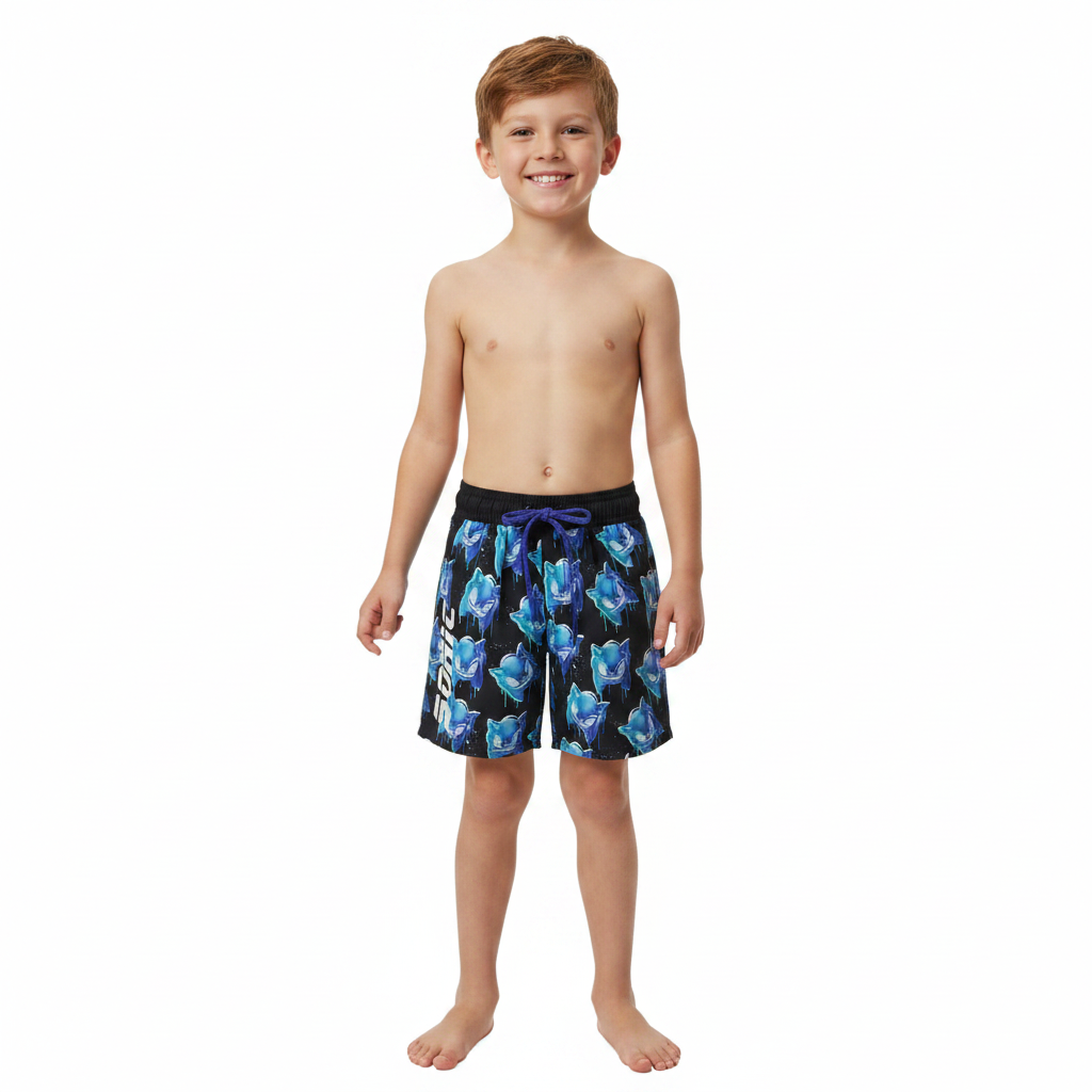Sonic The Hedgehog | Blue/Black Boardshorts | Little Gecko