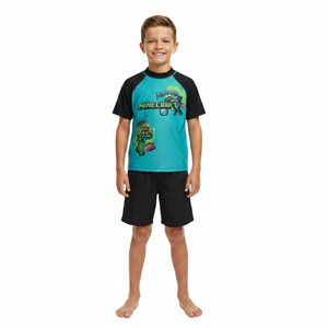 MINECRAFT Blue Rashie Swim Top