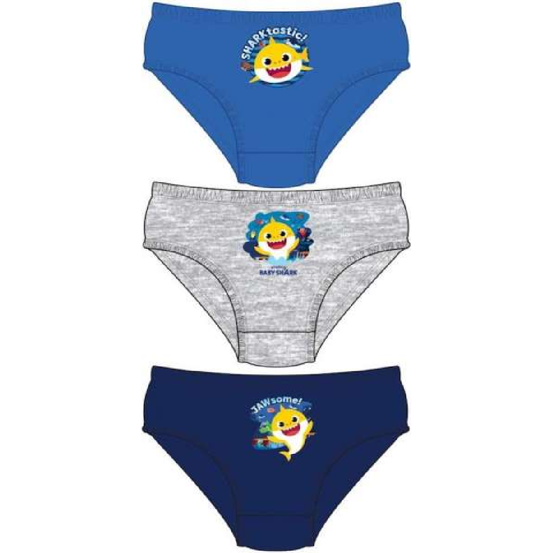 Baby Shark | 3pk Blue/Grey/Navy Underwear | Little Gecko