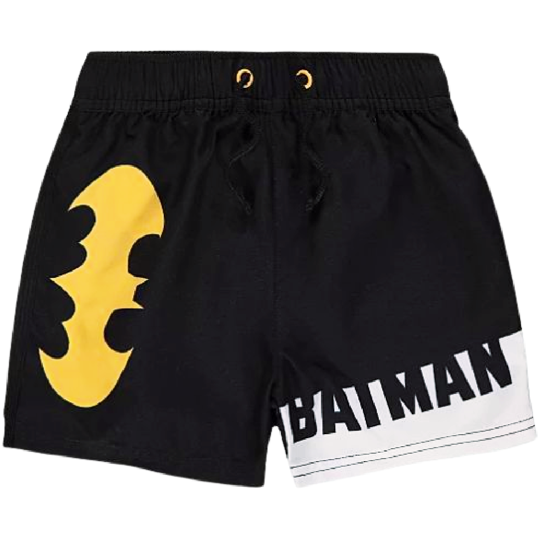 Batman | Black Logo Print Boardshorts | Little Gecko