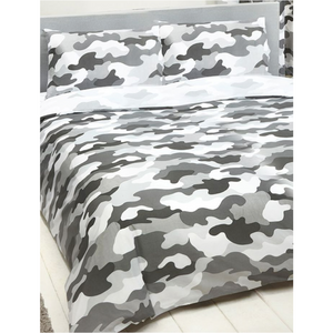 Camouflage Grey | Double/Queen Bed Quilt Cover Set | Little Gecko