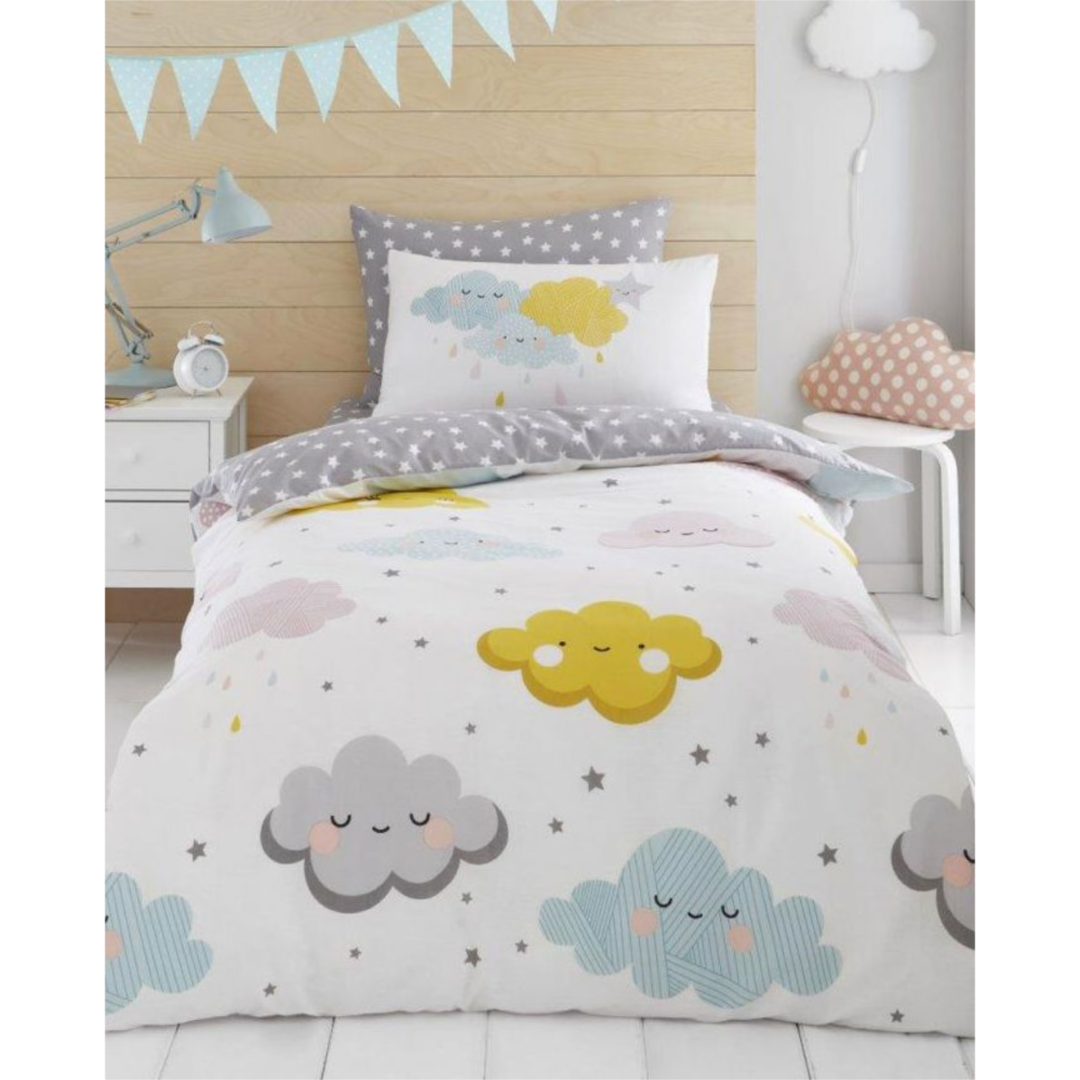 Happy Clouds | Double/Queen Bed Quilt Cover Set | Little Gecko