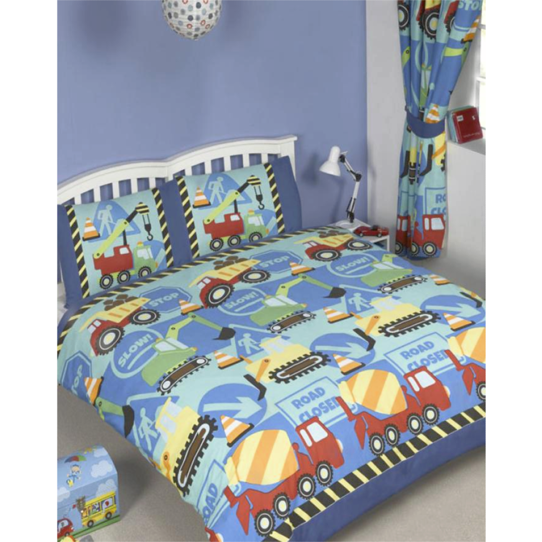 Construction Time | Double/Queen Bed Quilt Cover Set | Little Gecko