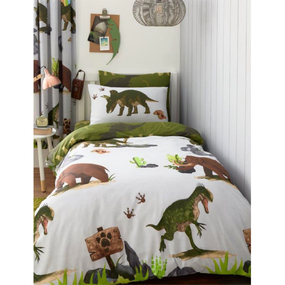 Prehistoric Dino | Single Bed Quilt Cover Set | Little Gecko