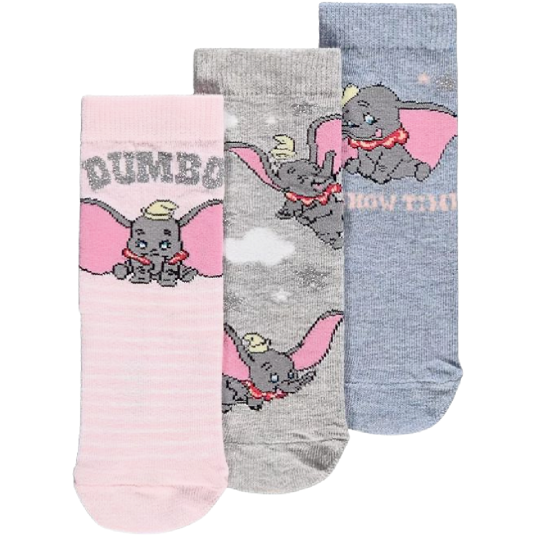 Disney Animals | Dumbo 3pk Socks | Little Gecko