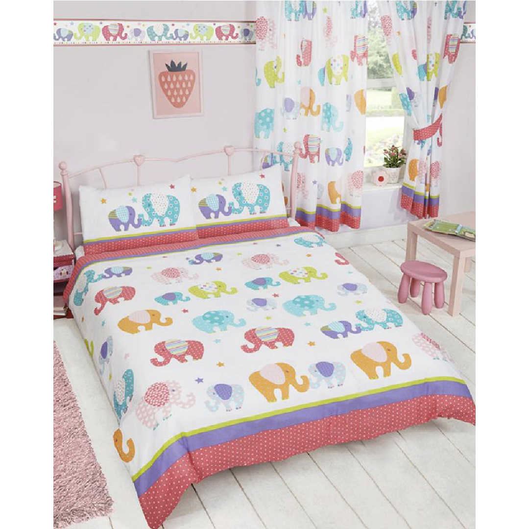 Patchwork Elephant | Double/Queen Bed Quilt Cover Set | Little Gecko
