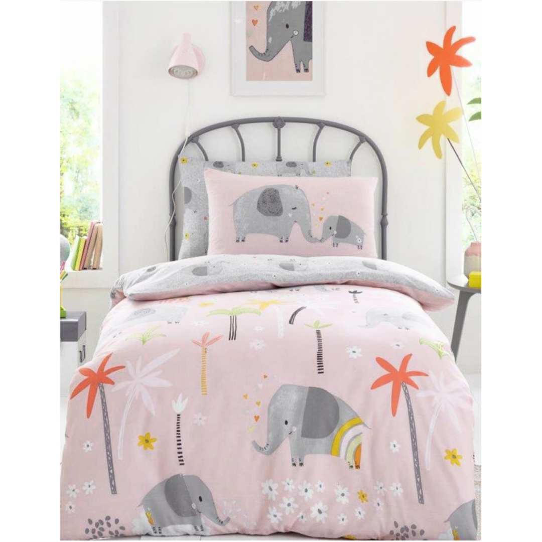 Elephant Friends | Single Bed Quilt Cover Set | Little Gecko