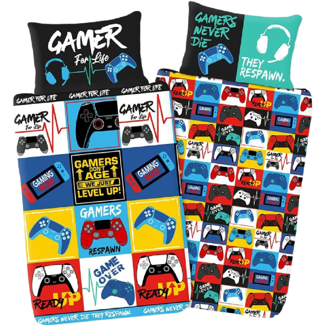 Gamer for Life | Levels Single Bed Quilt Cover Set | Little Gecko