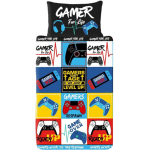 Gamer for Life | Levels Single Bed Quilt Cover Set | Little Gecko