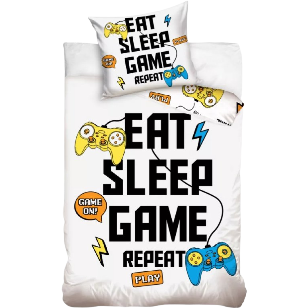 Eat Sleep Game | Single Bed Quilt Cover Set | Little Gecko
