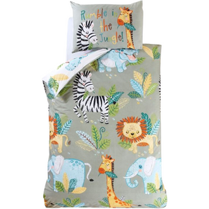 Rumble in the Jungle | Single Bed Quilt Cover Set | Little Gecko