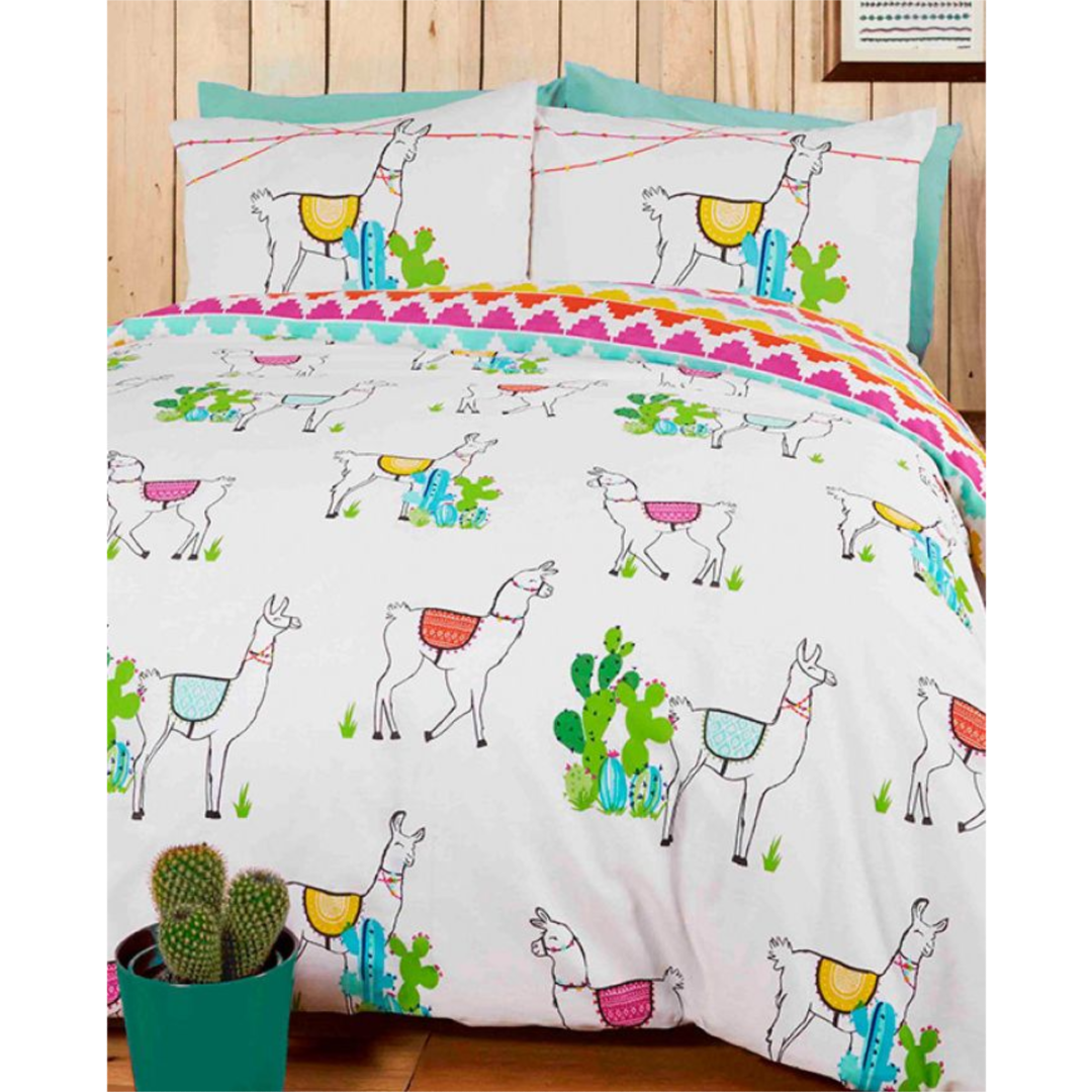 Happy Llamas | Double/Queen Bed Quilt Cover Set | Little Gecko