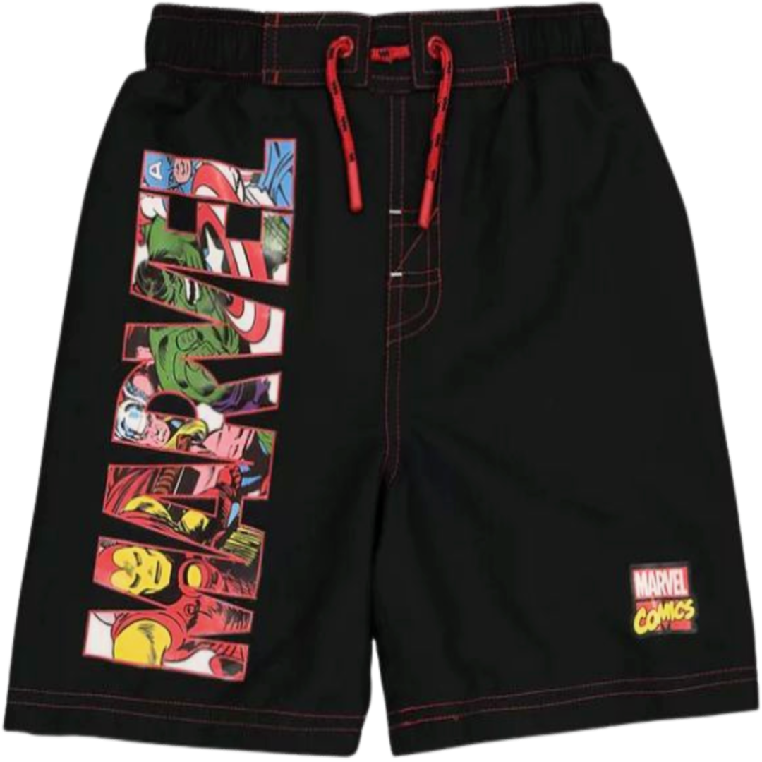 Marvel Comics | Black Logo Boardshorts | Little Gecko