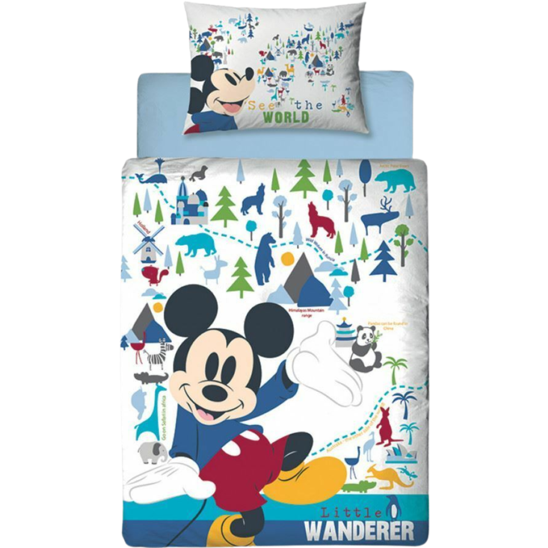 Mickey Mouse | Wanderer Toddler/Cot Bed Panel Quilt Cover Set | Little Gecko