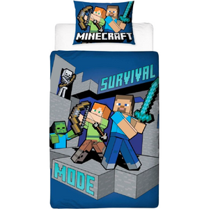 Minecraft | Survive Single Bed Panel Quilt Cover Set | Little Gecko