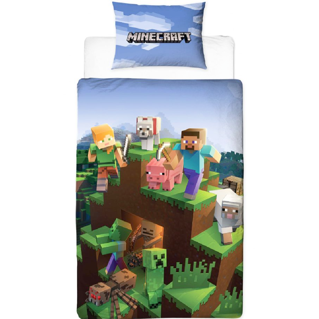 Minecraft | Epic Single Bed Panel Quilt Cover Set | Little Gecko