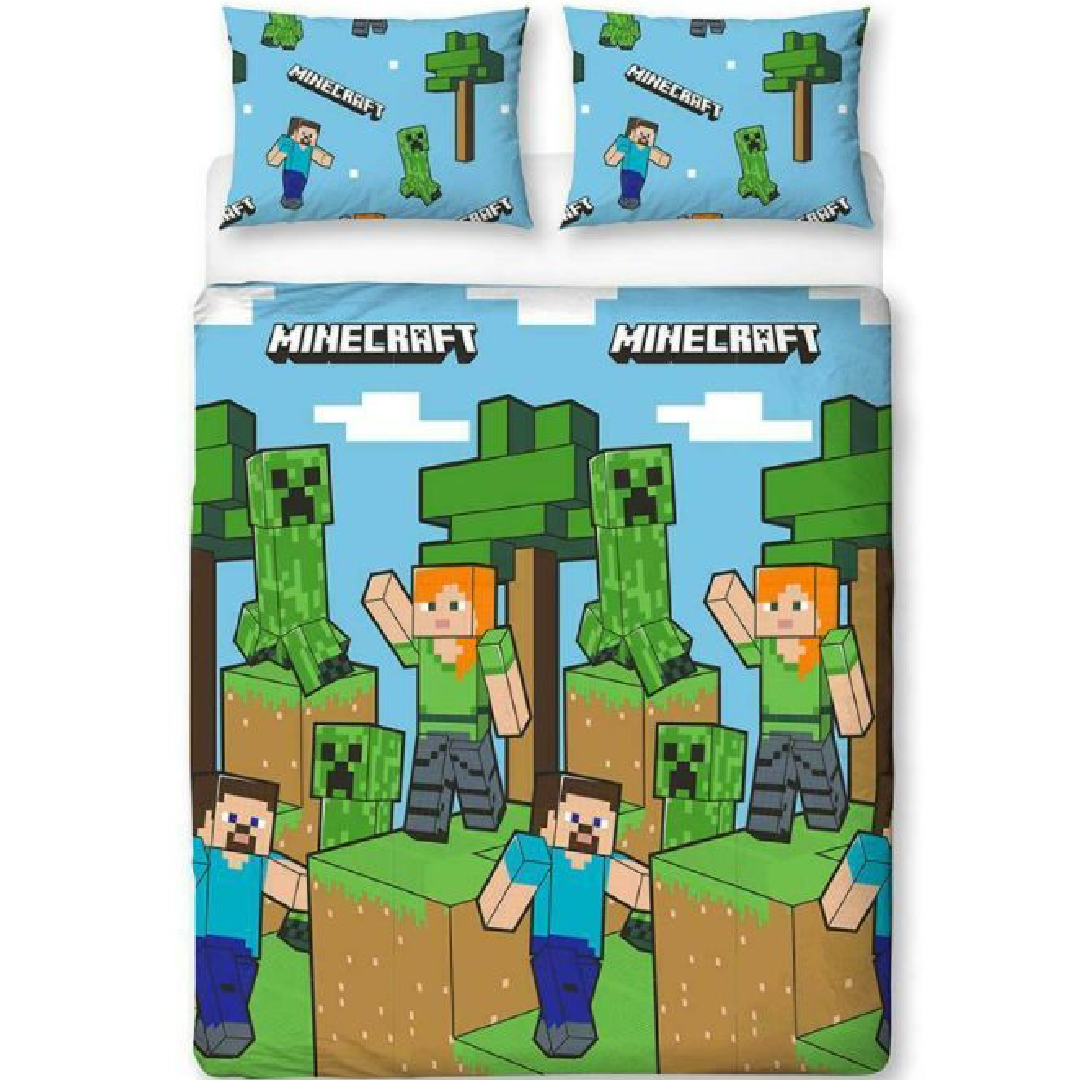 Minecraft | Epic Double/Queen Bed Quilt Cover Set | Little Gecko