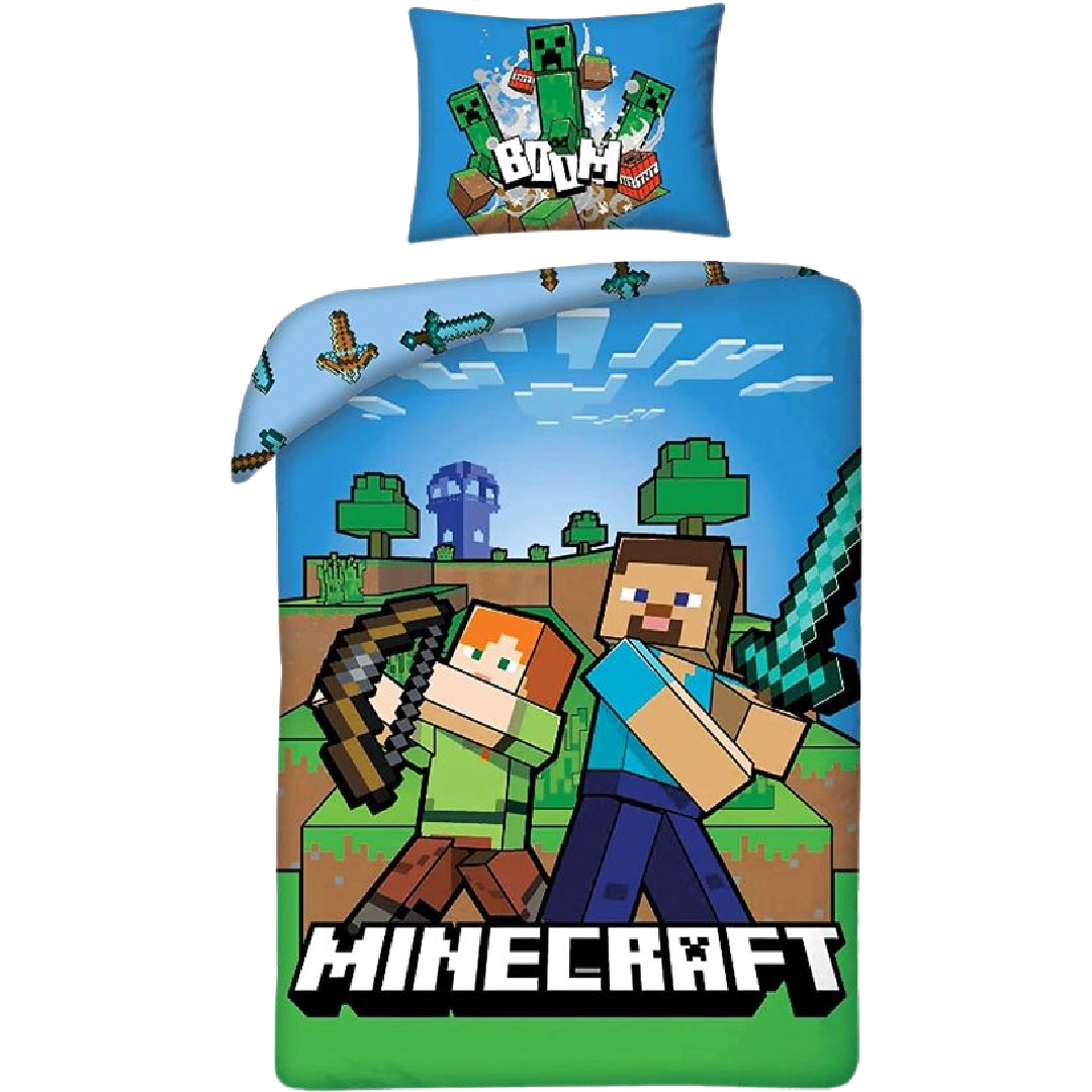 Minecraft | Bros Single Bed Quilt Cover Set | Little Gecko