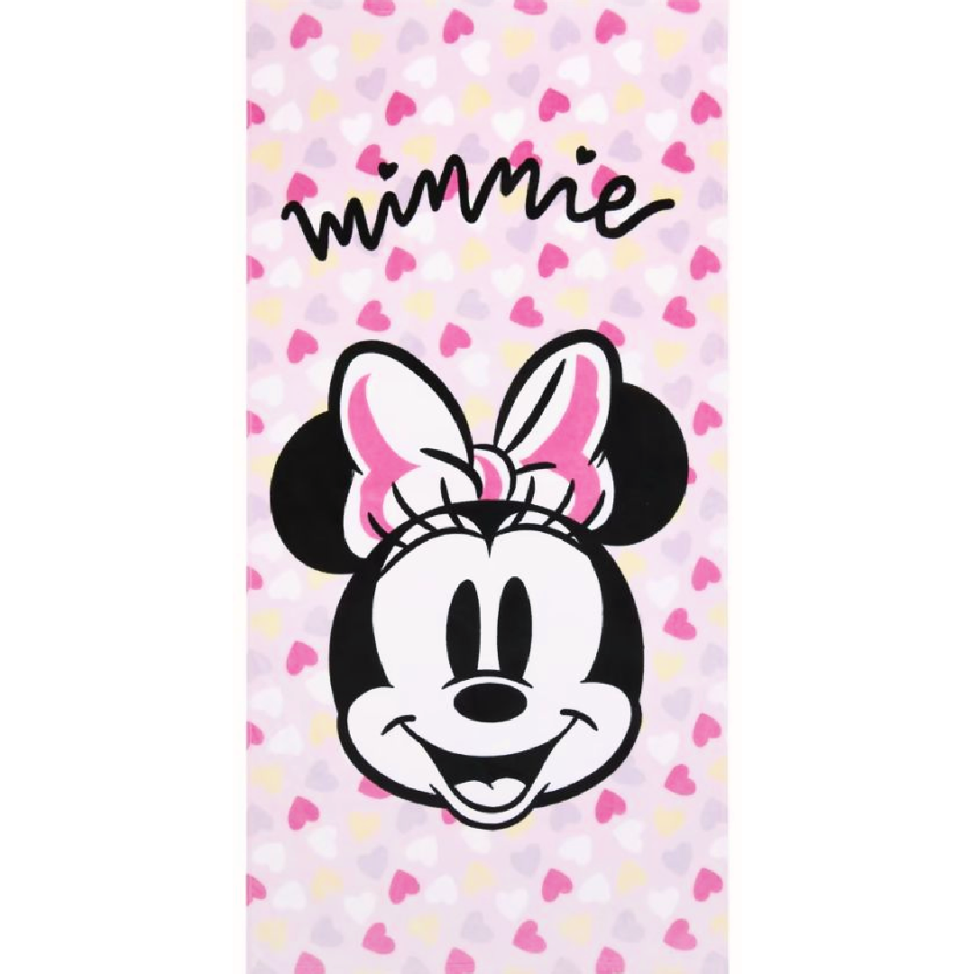 Minnie Mouse | Pink Hearts Towel | Little Gecko
