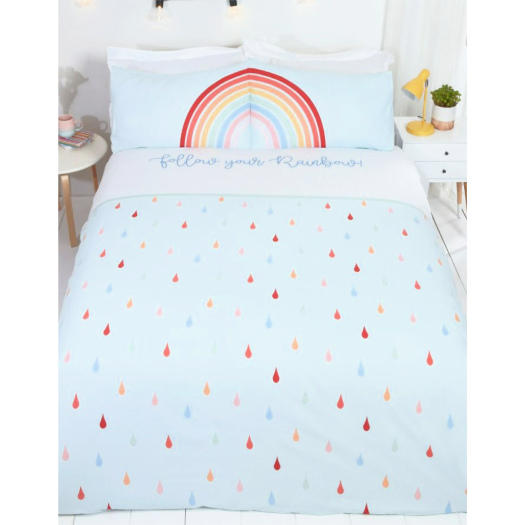 Follow Your Rainbow | Double/Queen Bed Quilt Cover Set | Little Gecko