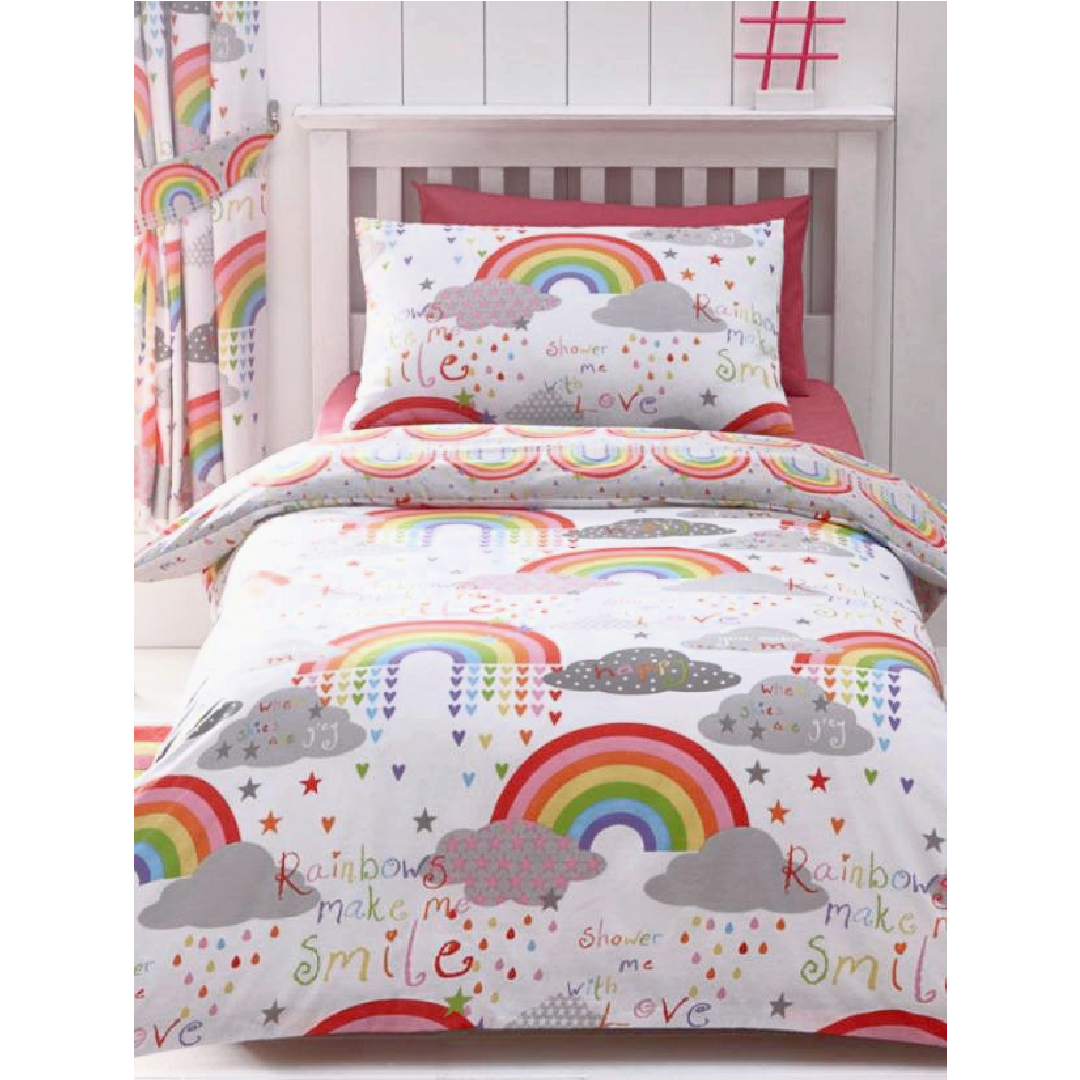 Clouds & Rainbows | Double/Queen Bed Quilt Cover Set | Little Gecko