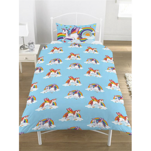 Rainbow Unicorns | Single Bed Quilt Cover Set | Little Gecko
