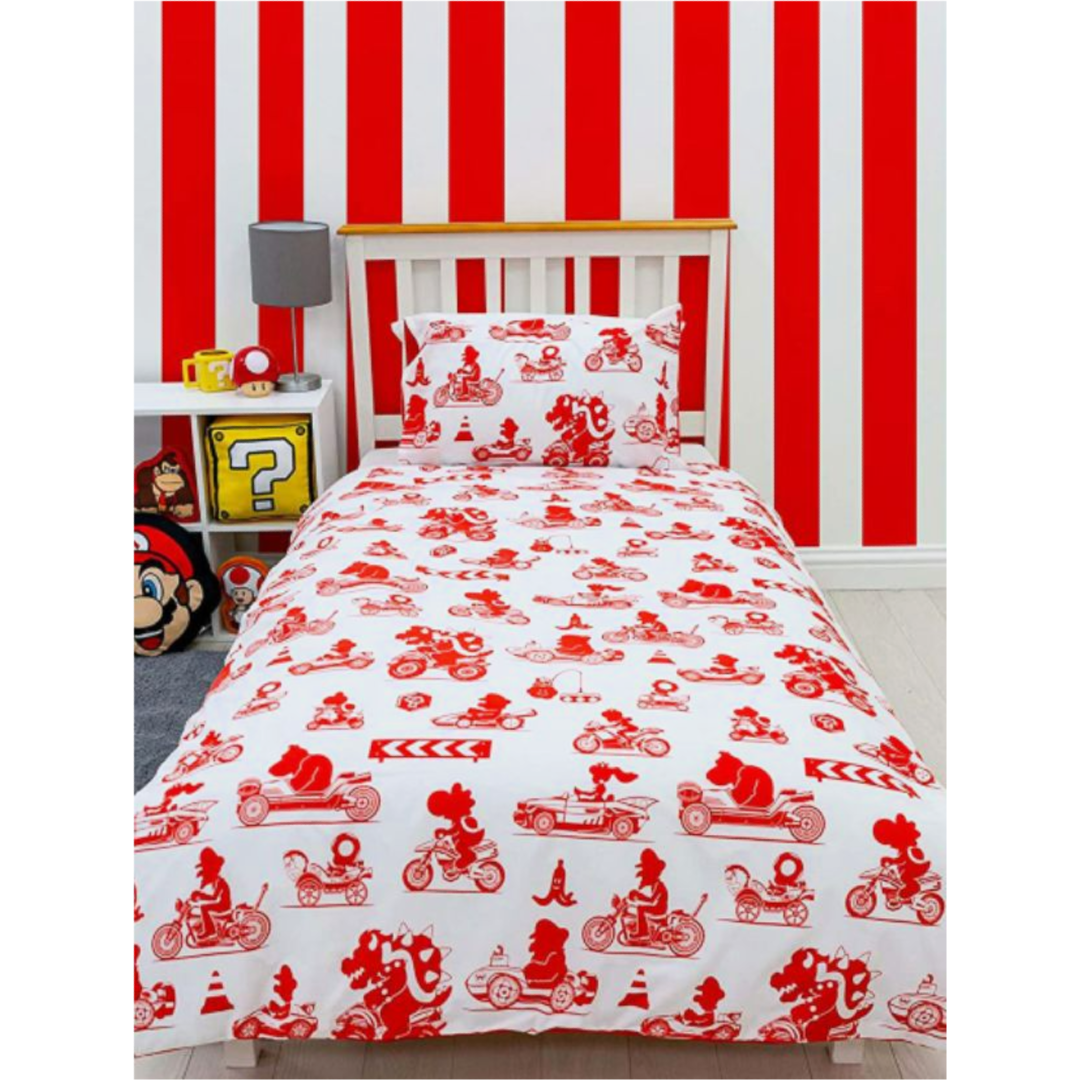 Super Mario | Closeup Single Bed Panel Quilt Cover Set | Little Gecko