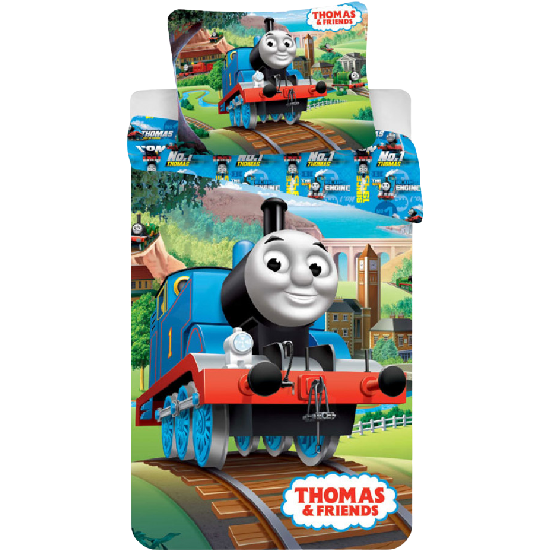 Thomas & Friends | Track Single Bed Panel Quilt Cover Set | Little Gecko