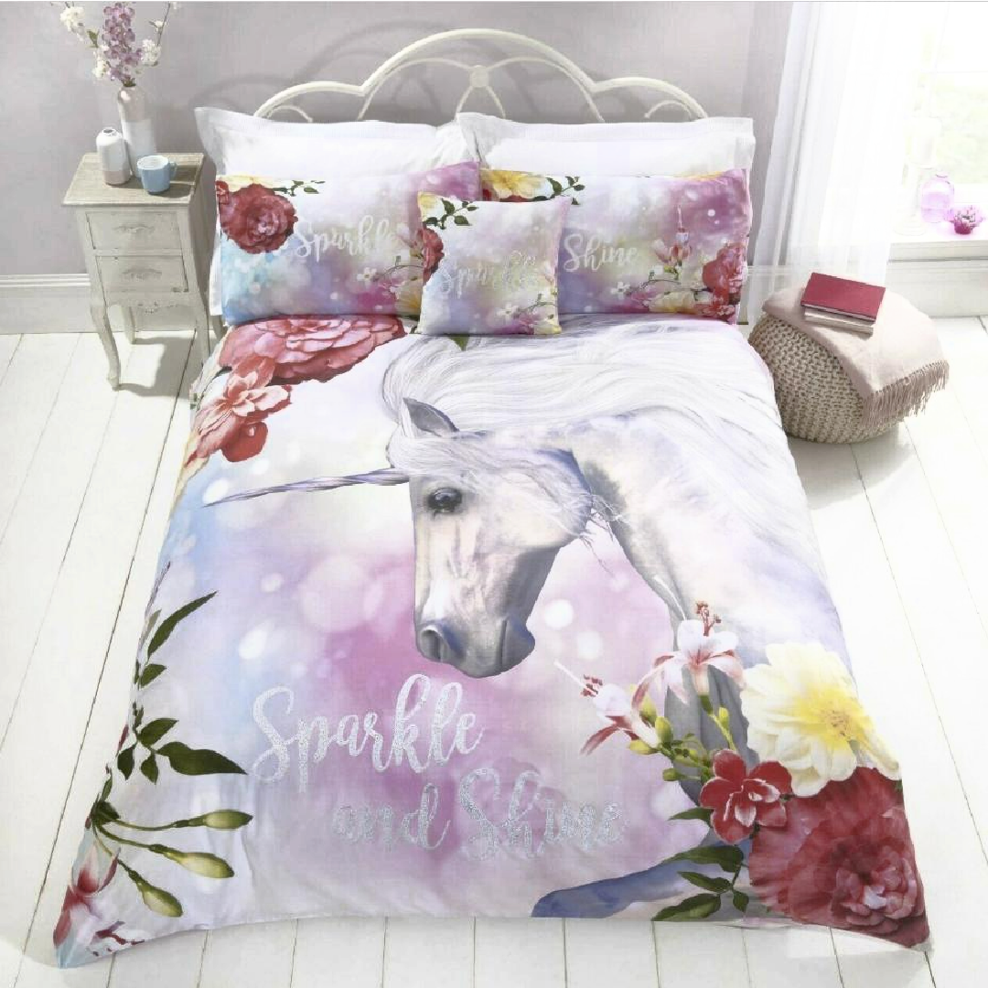 Sparkle & Shine Unicorn | King Bed Quilt Cover Set | Little Gecko